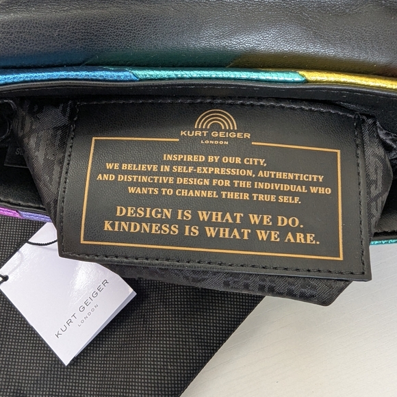 Kurt Geiger London Mini Kensington Metallic Rainbow Striped Crossbody Bag - Picture 11 of 11